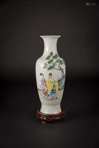 Republic Period, Famille-rose Figural Vase with Stand