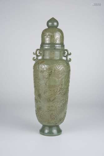 Hetian Jade Vase with Cover