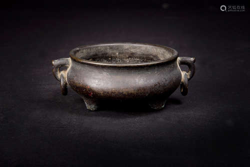 Ming, Tripod Bronze Censer with Handles