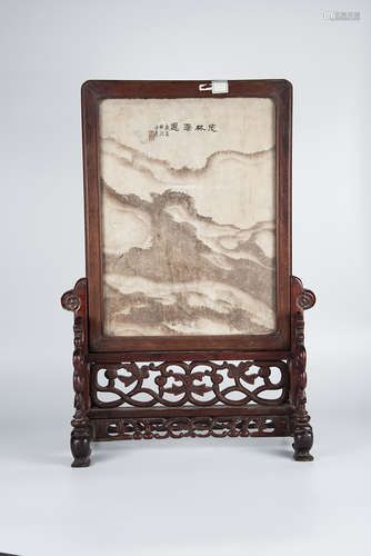 Republic Period, Landscape Stone Plaque as Table Screen