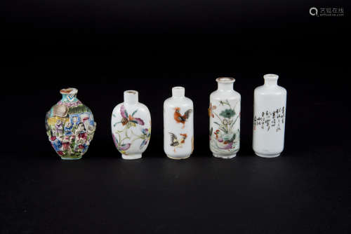 A Group of Five Famille-rose Snuff Bottles
