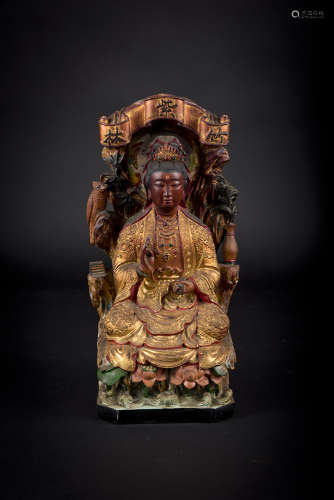 Republic Period, Gilt Painted Lacquer Guanyin