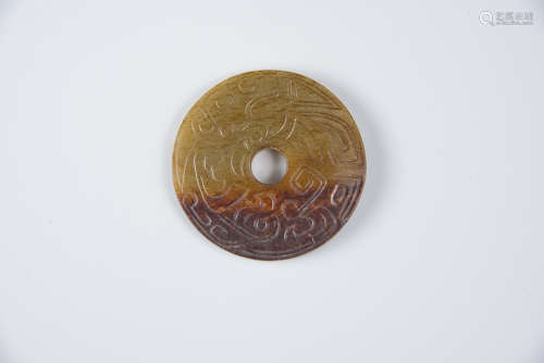 Jade Bi, Carved with Comma Spirals