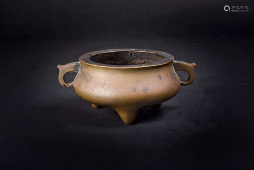 Bronze Tripod Censer with Loop Handles