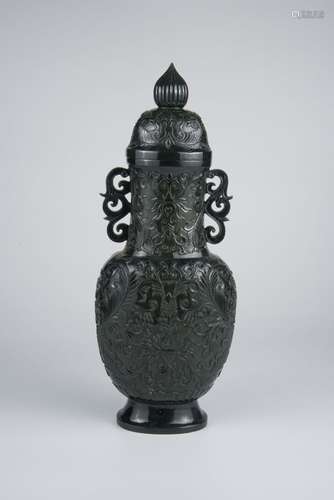 Hetian Jade Vase with Cover