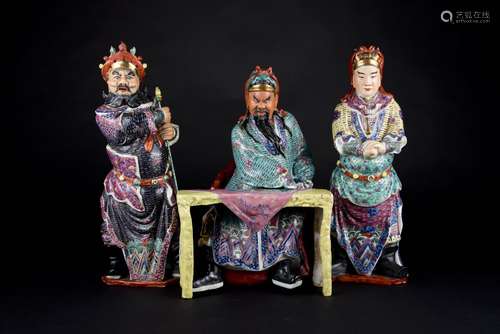 Republic Period, Famille-rose General Guan and Guan Ping with Zhoucang