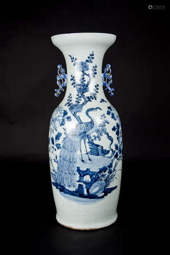 Qing, Pea-green Birds and Flowers Vase