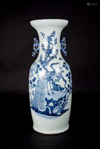 Qing, Pea-green Birds and Flowers Vase