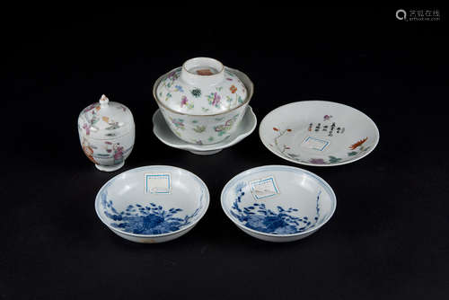 Republic Period, Tongzhi Cups and Saucers with Plates