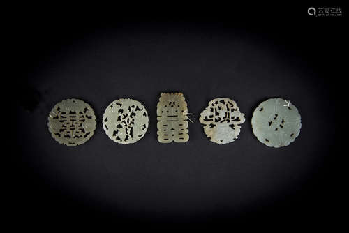 A Group of Five Reticulated Floral Pendants