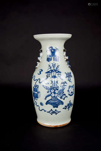 Qing, Pea-green Precious Emblems Vase