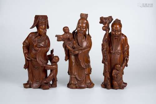 Republic period, Boxwood Figure Three Gods of Fortune