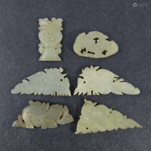 Six Chinese Qing Dynasty Hetian Jade Pieces
