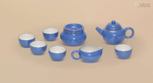 清 紫砂施釉茶器 （一组八件套）