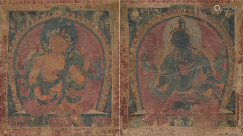 15世纪 绿度母和金刚拳菩萨扎卡 （一组两张）