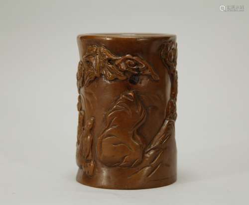 Chinese Boxwood Carved Brush Pot