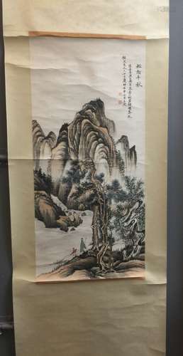 Chinese Ink/Color Painting on Scroll, Signed