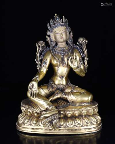 Chinese Gilt Bronze Guanyin