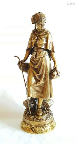 19th C. French Gilt Bronze Statue E.Bouret