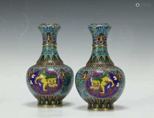 Pair of Chinese Cloisonne Vases