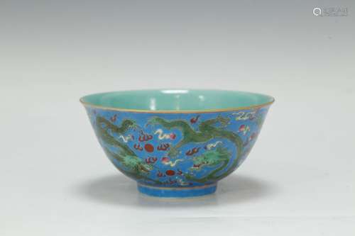 Chinese Blue Underglaze Famille Rose Bowl