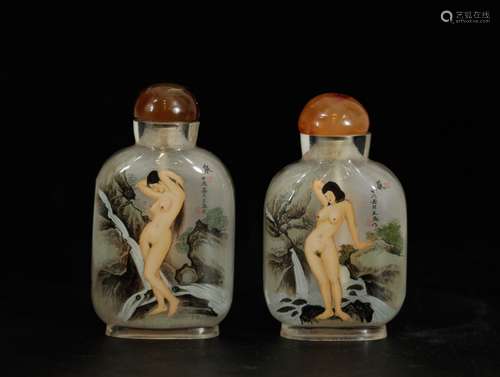 Pair of Chinese Inside Painting Snuff Bottles