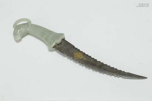 Chinese Mughal Jade Inlaid Knife