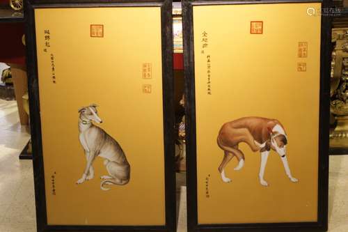 Pair of Large Chinese Porcelain Plaque