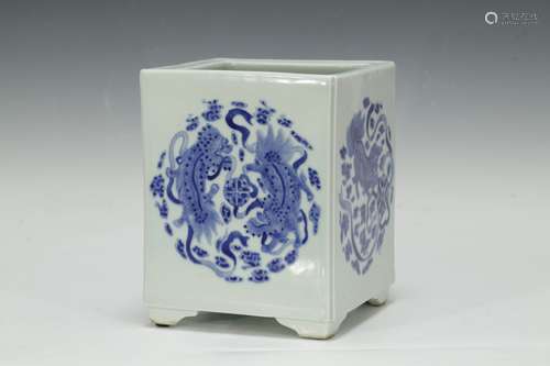 Chinese Blue/White Porcelain Brush Pot