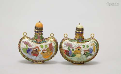 Pair of Chinese Cloisonne Snuff Bottles