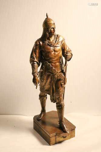 Bronze Figure Soldier, Marked