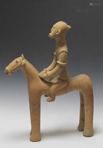 Terracotta Horse & Rider Djenne Sculpture 20th C.