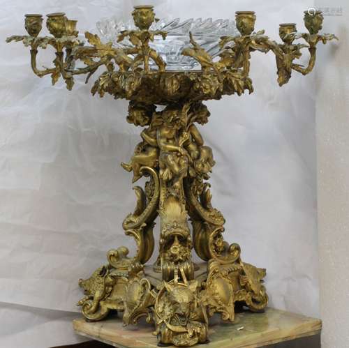 19th C. French Bronze Center Piece, Signed