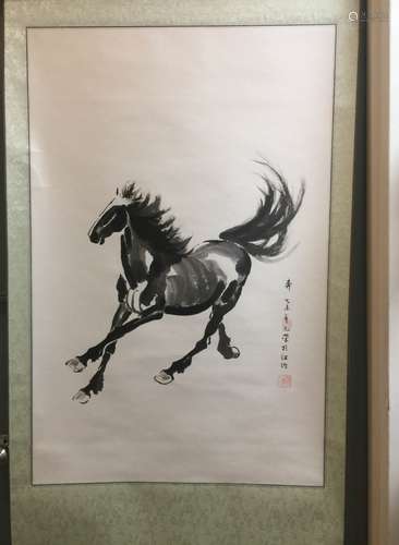 Chinese Ink Scroll Painting, Horse