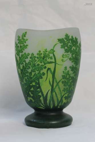 Green Glass Vase, Signed