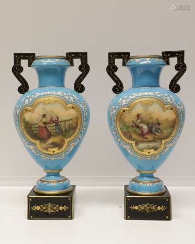 Pair of European Blue Vases