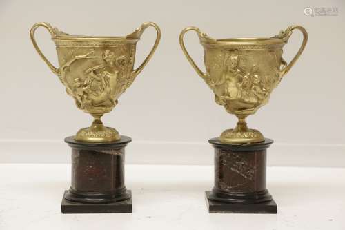 Pair of European Bronze Cups