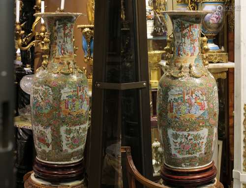 Pair of Chinese Rose Medallion Porcelain Vases