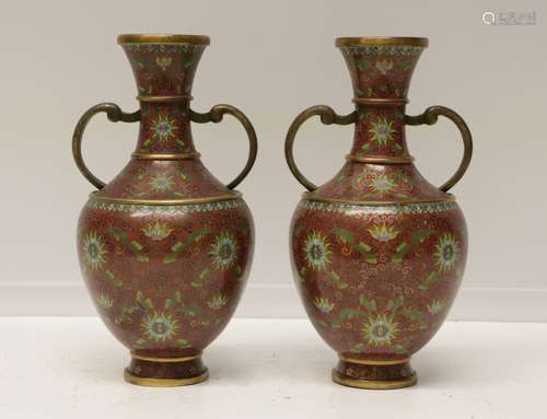 Pair of Chinese Cloisonne Vases