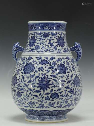 Chinese Blue/White Porcelain Squat Vase