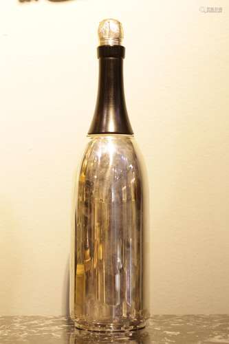 English Silver Plate Wine Bottle, Marked