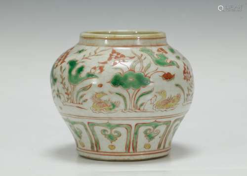 Chinese Red & Green Porcelain Jar