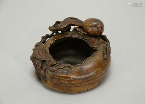 Chinese Bamboo Carved  Brush Washer