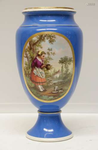 European Blue Vase w/ Picture