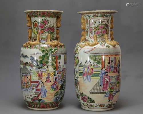 Pair of Chinese Rose Medallion Porcelain Vase