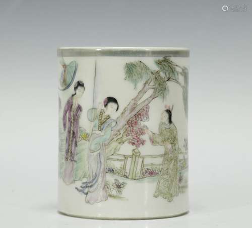 Republic Period Chinese Famille Rose Brush Pot