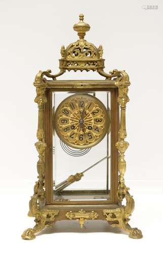 European Bronze & Glass Clock Set