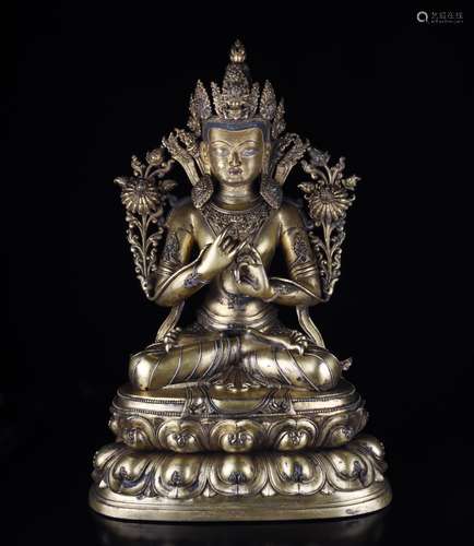 Chinese Gilt Bronze Guanyin