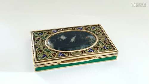 Antique Gilt Silver Plique-A-Jour Enamel Cigarrete