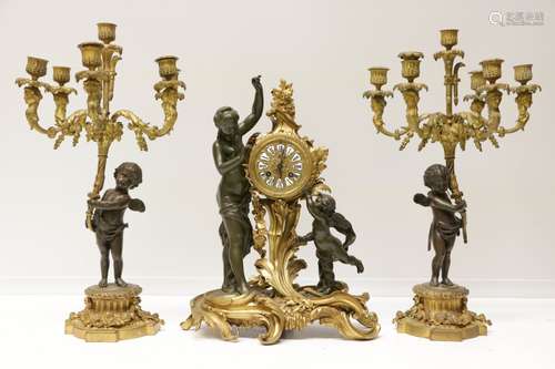 Set of European Clock w/ Candelabra